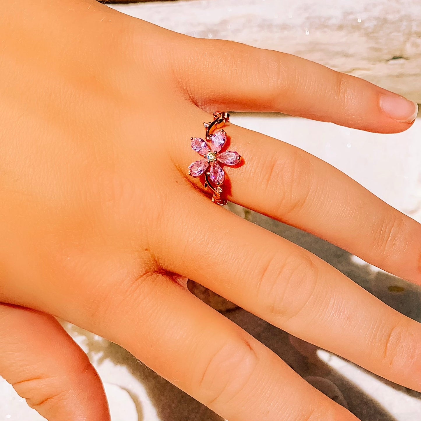 Cherry Blossom Ring, Rose Gold Flower Ring, Rose Gold Nature Ring, Nature Inspired Ring, Pink Flower Ring, Nature Ring, Floral Ring