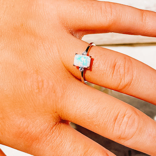 Fire Opal Ring | Silver Opal Ring | Dainty Opal Ring | Stirling Silver Ring | Opal Silver Ring | Opal Promise Ring | Opal Ring Size 6