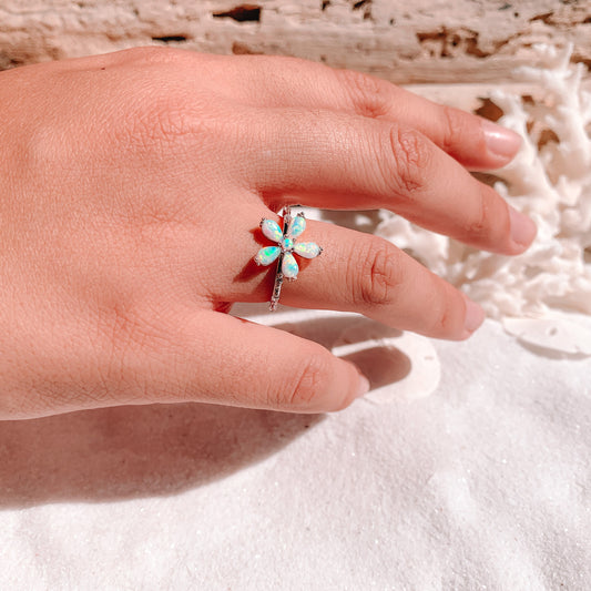 White Opal Ring | Opal Flower Ring | Dainty Flower Ring | Floral Ring | White Fire Opal | Nature Inspired Ring | Opal Ring | Nature Ring