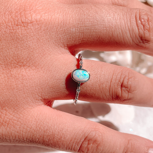 White Opal Ring | Fire Opal Ring | Dainty Opal Ring | White Fire Opal | Opal Jewelry | Dainty Opal Ring | White Fire Opal