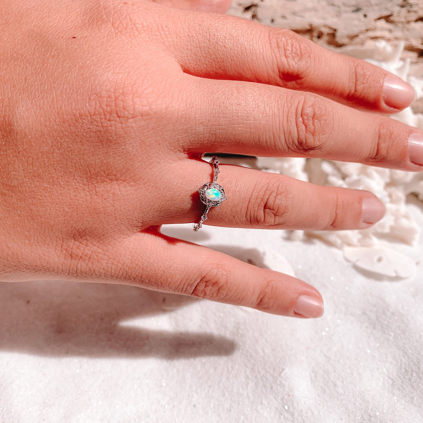 Vintage Opal Ring  | Dainty Opal Ring | White Fire Opal | Vintage Inspired Opal Ring | Tiny Opal Ring | Vintage Style | Antique Opal Ring