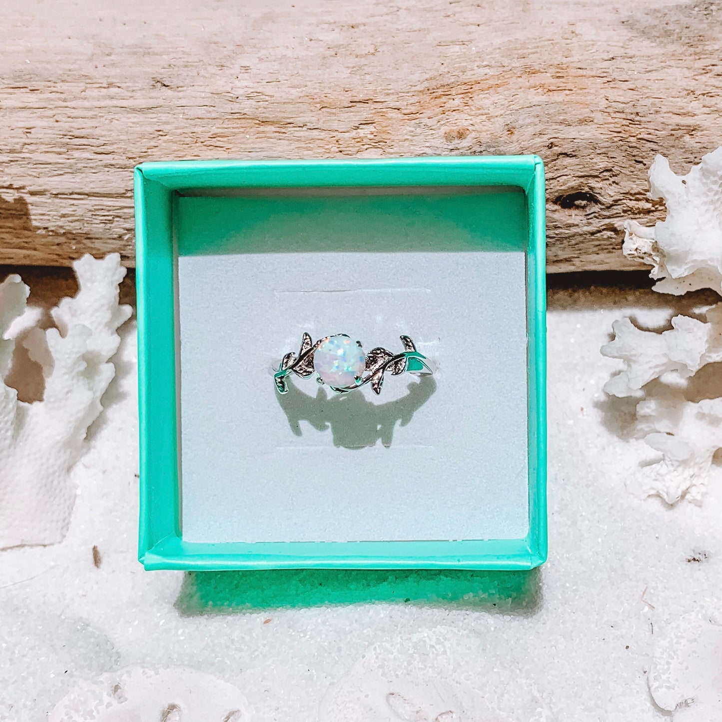 White Fire Opal Ring | Opal Leaf Ring | Opal Twig Ring | Opal Promise Ring | Opal Vine Ring | Nature Ring | Dainty Opal Ring | Branch Ring