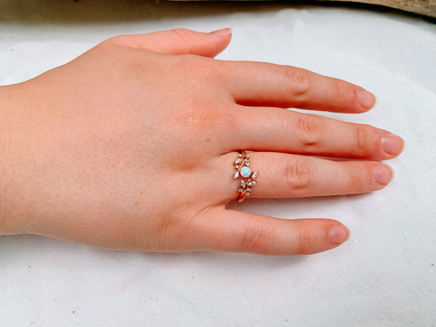 White Opal Ring | Moissanite Nature Ring | Leaf Ring | Opal Branch Ring | Vine Ring | Leaf Ring | Moissanite Promise Ring | Opal Bridal Ring