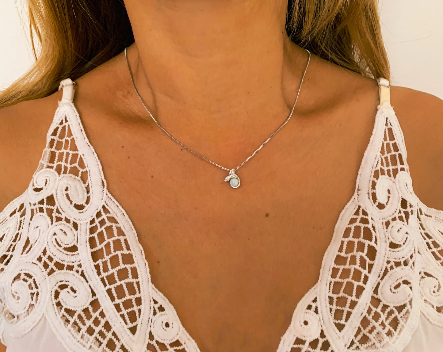 Dainty Opal Necklace | Mermaid Necklace | White Opal Necklace | Ocean Necklace | Mermaid Pendant | Beach Necklace | Coastal Necklace
