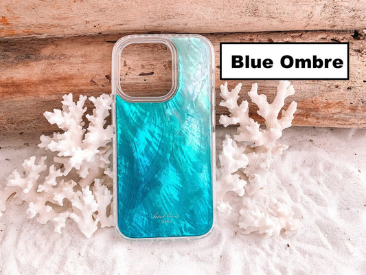 Abalone Shell Blue Ombre Abalone iPhone 15 Pro, iPhone 15 Pro Max Phone 14 Pro Max Tough Case, iPhone 14 Pro Tough Case Mag Safe Case